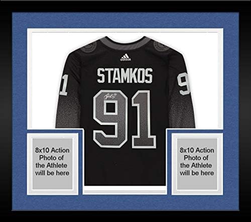 Çerçeveli Steven Stamkos Tampa Bay Lightning İmzalı Siyah Alternatif Adidas Otantik Forma-İmzalı NHL Formaları