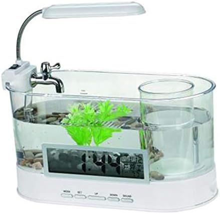LOVEPET Küçük Balık Tankı USB Mini su tankı Akvaryum Süs Ekolojik Balık Tankı, Beyaz