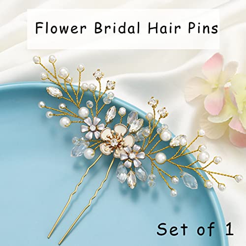 Çiçek Gelin saç tokası Altın Taklidi Düğün saç tokası saç parçası İnci Gelin saç aksesuarları Kadınlar için