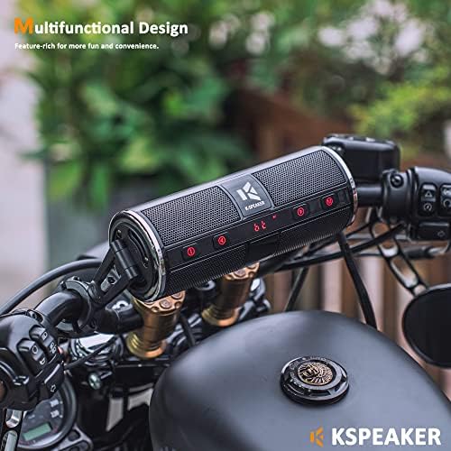 KSPEAKER Motosiklet Hoparlörler Bluetooth Su Geçirmez Radyo Ses Sistemi Dahili Amplifikatör, 3 İnç Metal Mp3 Çalar, ATV için