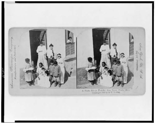 Tarihselfindings Fotoğraf: Stereograf Fotoğrafı, Porto Rikolu Aile, San Juan, Porto Riko, Çocuklar,Kadınlar