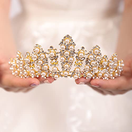 JWICOS Inci Altın Rhinestone Prenses Tiara Taç Kadınlar Kızlar için Düğün Gelin saç aksesuarları Balo Pageant Doğum Günü