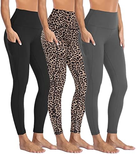 HİGHDAYS Kadınlar için Cepler ile 3 Paket Tayt, Yüksek Bel Karın Kontrol Egzersiz Koşu Yoga Pantolon