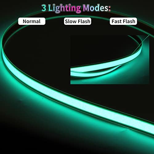 Biqing 3 Ft / 1 M EL tel ışık, Neon parlayan elektrominesans tel ışık kiti kesilebilir DIY EL tel şerit 3 Modu kalmak/yavaş/hızlı