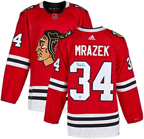 Petr Mrazek İmzalı Chicago Blackhawks Adidas Forması-İmzalı NHL Formaları