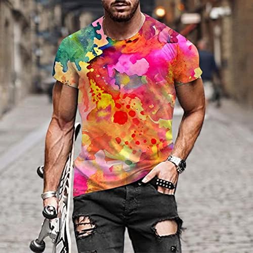 2023 Yeni Erkek Moda İlkbahar Yaz Rahat Kısa Kollu O Boyun Baskılı T Shirt Üst Bluz Koşu Koruma
