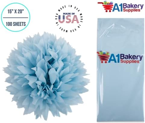 A1 Fırın Malzemeleri Açık Mavi Kağıt Mendil 15 'x 20 100 Yaprak Premium Kağıt Mendil Made IM USA