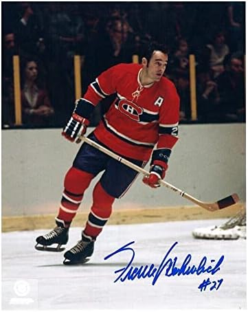 FRANK MAHOVLİCH İmzalı Montreal Kanadalılar 8 x 10 Fotoğraf - 70547-İmzalı NHL Fotoğrafları