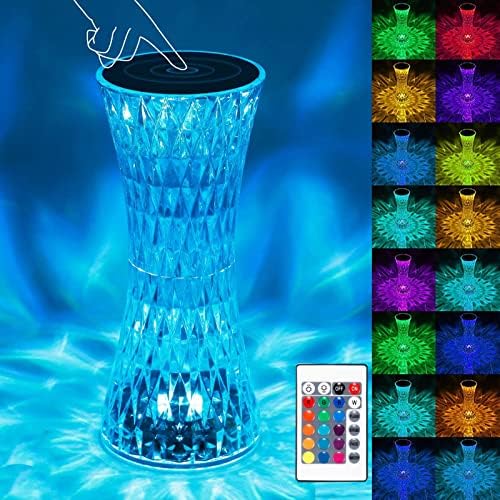 AFINSEA Yeni Kristal Lamba, 16 Renk RGB Değişen Kristal Masa Lambası, şarj Edilebilir Gece Lambası Dokunmatik Lamba, USB