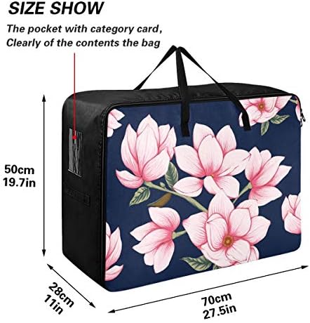 Yok giysi saklama Çantası Yatak Altı Yorgan - Büyük Kapasiteli Pembe Pastel Manolya Çiçekleri Organizatörler fermuarlı çanta