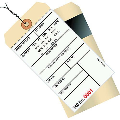 KUTU ABD BG17013 Envanter Etiketleri, 2 Parça Karbon Stili 8, Önceden Kablolanmış, (0001-0499), 6 1/4 x 3 1/8, Manila (500'lü