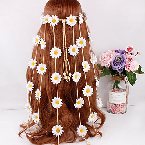 RUIFUU 2 Adet Çiçek Kafa Bandı Hippi Çiçek Taç Ayçiçeği Hairband Bohemian Saç Bantları Kadın Kızlar Çiçek Headdress saç aksesuarları