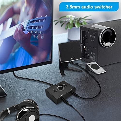 3.5 mm Stereo Ses Switcher Ses SwitcherStereo AUX Ses Seçici Metal gövde 2 Port ses dağıtıcı kablosu Kutusu (2-İN-1-OUT /