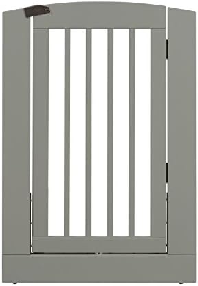 BarkWood Bağımsız Ahşap Evcil Hayvan Kapısı - Bireysel Panel - Geçişli Kapılı - Büyük-36 H - Gri Kaplama