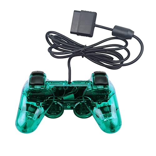 JINHOABF 2 Paket PS2 Kablolu Denetleyici,Çift Şok Gamepad Playstation 2 Konsolu ile Uyumlu (Açık Yeşil ve Açık Mor)