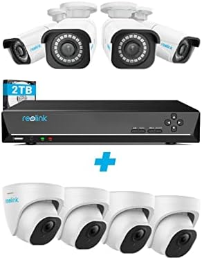 Reolink 4 K PoE Güvenlik Kamera Sistemi Paketi, 8 adet 8MP Kişi / Araç Algılama Akıllı PoE IP Kameralar, 2 TB HDD ile önceden