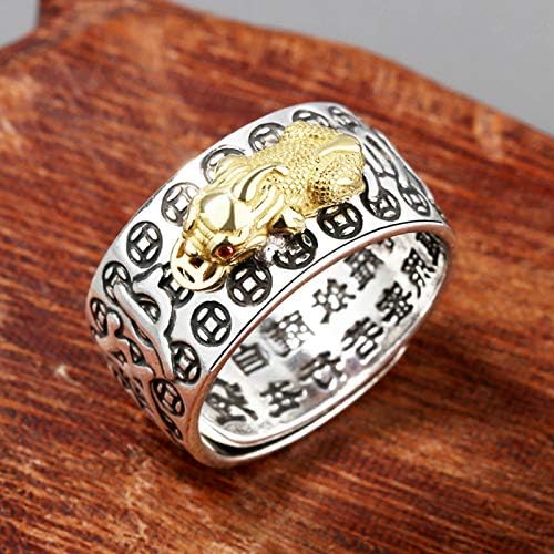 990 Gümüş Feng Shui PiXiu Xiangyun Ayarlanabilir Yüzük MANİ Mantra Koruma Servet Yüzük