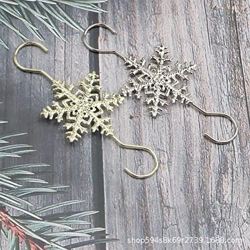 IHEOJAOC Noel Süs Kancaları-Gümüş Altın Kar Tanesi Dekoratif Süs Askıları(20 ADET, Altın Gümüş)