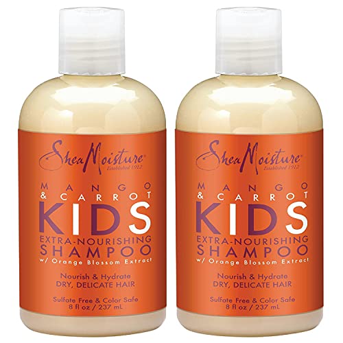 Shea Nem Ekstra Besleyici Şampuan, Çocuklar için Saç bakımı, Mango Havuç, Portakal Çiçeği ve Shea Yağı, Kuru, Narin Saçlar