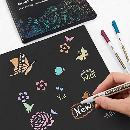 18 Paketi Metalik işaretleme kalemleri, Lineon 16 Renkler Güzel İpucu Boya Kalemler ile 2 Şablonlar için DIY Zanaat Fotoğraf