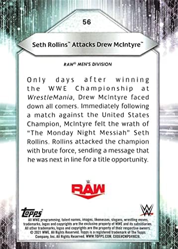 2021 Topps WWE 56 Seth Rollins Güreş Ticaret Kartı