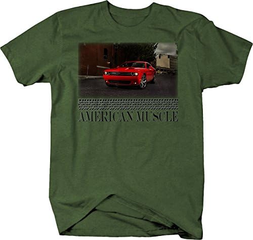 Amerikan Kas Hotrod Challenger Kırmızı Sokak Sahne Downtown T Gömlek Erkekler için