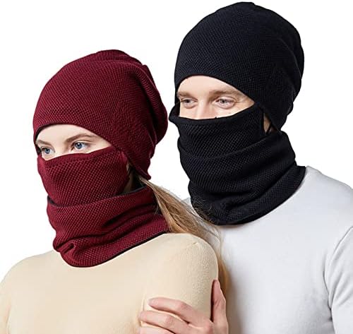 KEUSN Şapka Kadınlar için Kış Kadın ve Erkek Kış Örgü Sıcak Şapka Eşarp Çift PurposeHat Kulak Rüzgar Geçirmez Şapka Facecover