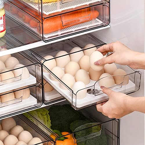 Buzdolabı için yumurta Çekmece Çift Katmanlı Yumurta Tutucu Yumurta Depolama Büyük Kapasiteli Gıda Konteyner Meyve Sebze