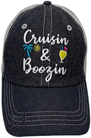 COCOVICI Bayan Cruisin ve Boozin Şapka / Seyir ve Boozing Şapka / Cruise Şapka Kadınlar için 906 Koyu Gri