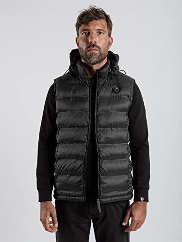 Erkekler için QYIQU Ceketler - Erkekler 1 adet Fermuar Ön Kapüşonlu Yelek Kirpi Ceket (Renk: Siyah, Boyut: X-Large)