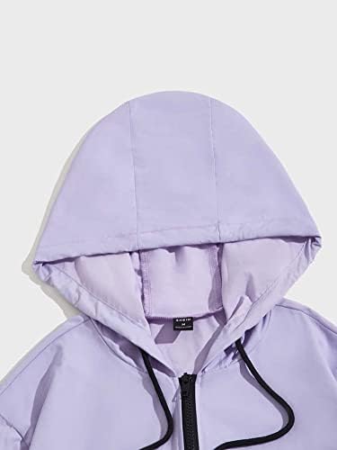 OSHHO Ceketler Kadınlar-Erkekler için Colorblock Yama Detay Çeyrek Zip İpli Kapüşonlu Ceket (Renk: Çok Renkli, Boyut: XX-Large)