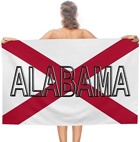 Alabama Eyaleti bayrağı Kum Geçirmez Plaj Havlusu Kamp Duş Havlusu Hızlı Kuru Havuz Havlusu Atmak Battaniye, 30×50 İnç