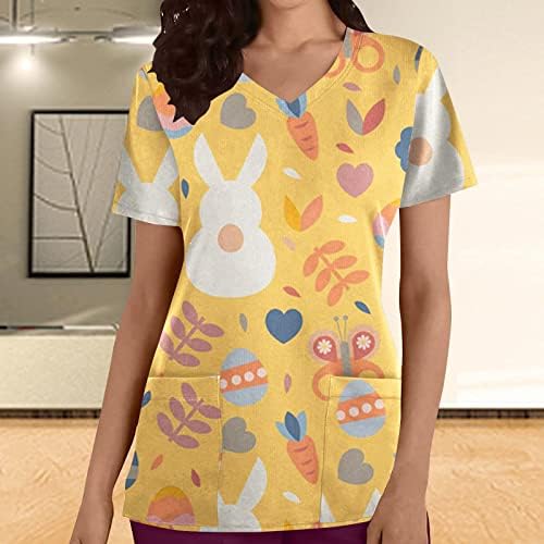 Bayan T Shirt Kısa Kollu V Yaka Çiçek Fırçalama Kawaii Hayvan Tavşan Kostümleri Cosplay Düz Bluz Tee Bayanlar OT