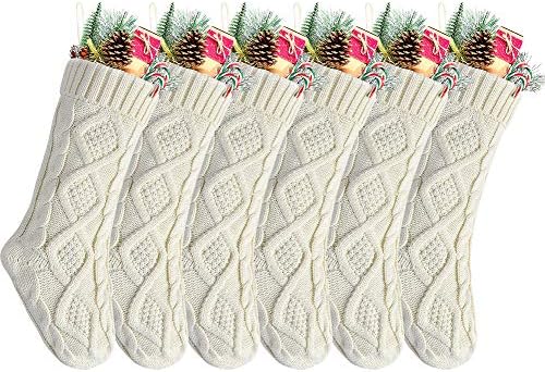 Kunyida Pack 6,18 Benzersiz Fildişi Beyaz Örgü Yılbaşı Çorapları, Style2