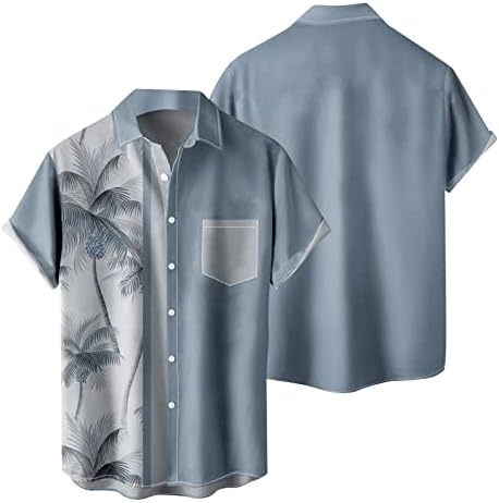 Xiloccer Erkek Temel Tees ekose desenli gömlek Tropikal Gömlek Erkekler için Softbol Gömlek Büyük Boy Düğme Gömlek Baskı