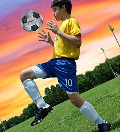 Barocity Klasik Futbol Topu-Yansıtıcı Gökkuşağı Altıgen Desenli Premium Erkek ve Kız Resmi Maç Topu, Dayanıklı, İç Mekan,