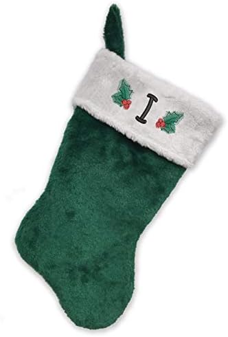 İşlemeli İlk Noel Çorabımı Monogramladım, Yeşil ve Beyaz Peluş, İlk Ben