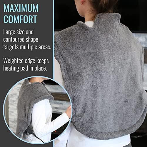 DMI XL Peluş Mikro Polar Boyun ve omuz ısıtma yastığı, Konturlu ısı terapisi Sert ve yorgun kasları Yatıştırır, 2 Saatlik