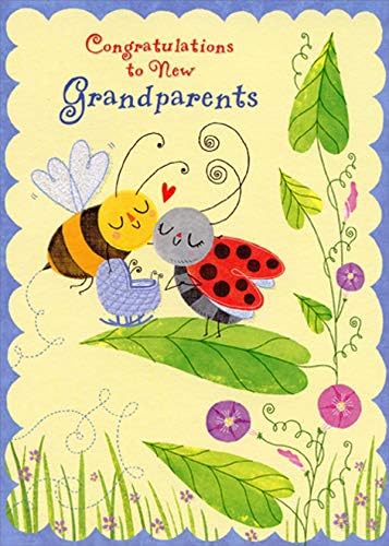 Tasarımcı Selamlar Bombus Arısı ve Uğur Böceği Yeni Büyükanne ve Büyükbaba Tebrik Kartı