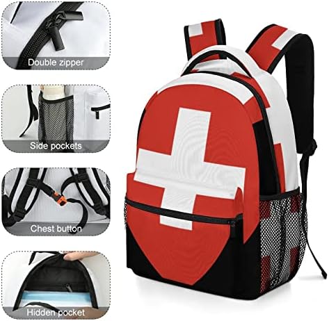 İsviçre Arması. Erkekler kadınlar için yan cepli hafif rahat sırt çantası sırt çantası seyahat omuz çantası