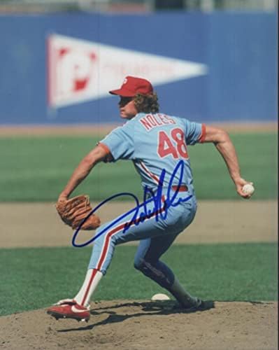 Dickie Noles Philadelphia Phillies İmzalı İmzalı 8x10 Fotoğraf W / Coa - İmzalı MLB Fotoğrafları