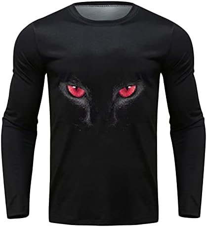 XXBR Mens için Tops, cadılar bayramı Güz 3D Kafatası Kaplan Aslan Baskılı Crewneck Temel T-Shirt Casual Kazak Atletik Tees