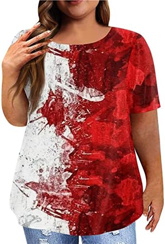 Vatansever Gömlek Kadınlar için 4 Temmuz Artı Boyutu Rahat Yaz Gevşek Fit Tişörtleri Gömlek ABD Bayrağı Kısa Kollu O Boyun