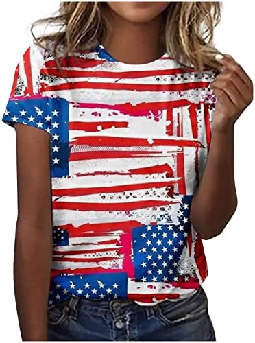 Kızlar Crewneck pamuk Amerikan bayrağı ayçiçeği çiçek grafik bluz Tshirt bayan yaz sonbahar 0S 0S