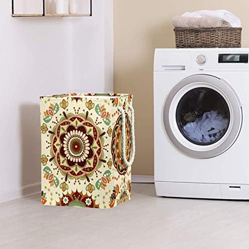 19.3 Bağlantısız çamaşır sepeti Kirli Giysiler Sepet Katlanabilir Ev Kreş Üniversite Daire Ofis Retro Trippy Mandala Çiçek
