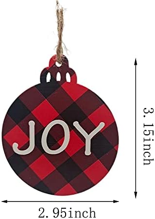 Yeshsq 24 PCS 12 Stilleri Noel Dilek Süsler için Noel Ağacı Buffalo Ekose Noel Dilek Süs Asılı El Sanatları Ahşap Etiketleri