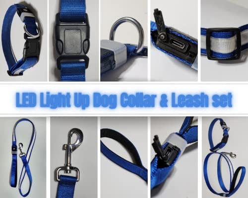 LED Şarj Edilebilir Köpek Tasması ve Tasma Seti Light Up Yaka ve Tasma Aydınlatıcı Parlak LED Yaka ve Tasma Combo Şarj Edilebilir