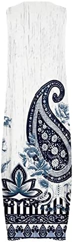 Kadın Çentikli V Boyun Yaz Kolsuz Gevşek Maxi Elbise Vintage Boho Çiçek Plaj Rahat uzun elbise Cepler ile