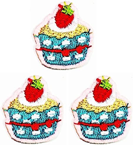 Kleenplus 3 adet. Mini Çilek Meyve Kek Karikatür Demir on Yamalar Faaliyetleri İşlemeli Logo Giydirin Kot Ceketler Şapkalar