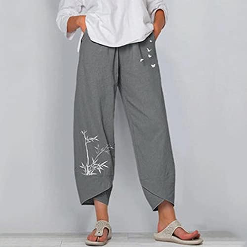 Aayomet yazlık pantolonlar Kadınlar için, Bayan Yüksek Belli Rahat kapri pantolonlar Moda Rahat Geniş Bacak Pantolon Yaz